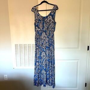 Cynthia Rowley Blue White Black Paisley Maxi Dress